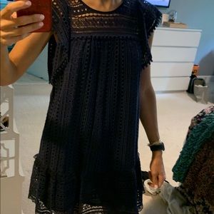 HICHE navy eyelet mini dress